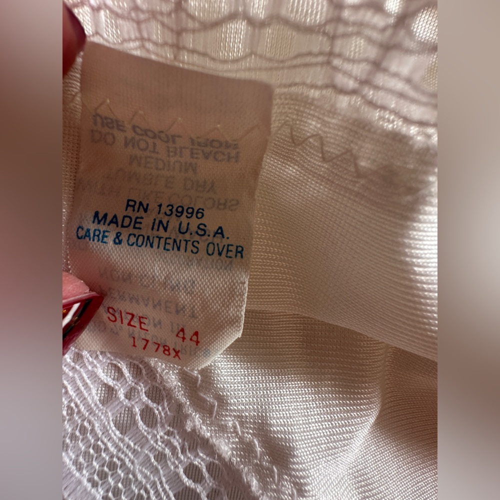 Vintage White Lace Nylon Tricot Slip, Size 44 (Modern XL) - Picture 7 of 10